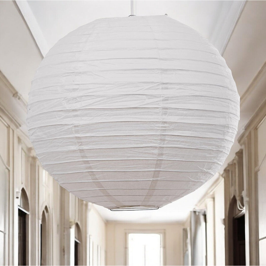 House of Hampton Round Paper Pendant Shade ( Clip On ) in White White 75cm H x 75cm W x 75cm D