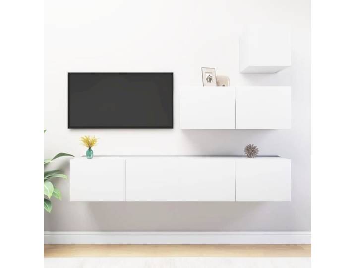 Ensemble de meuble TV 4 pcs Blanc Aggloméré