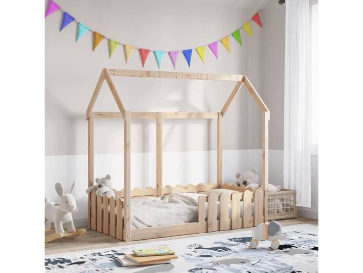 vidaXL Kinderbett Hausbett 70x140 cm Massivholz Kiefer