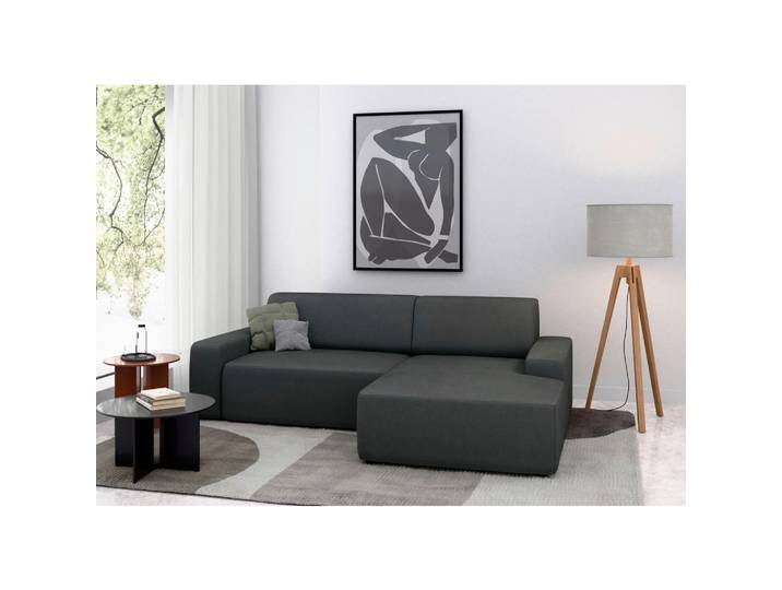Ecksofa, Anthrazit, 246x162 cm, Textil, 4-Sitzer & Ottomane Rechts, Modern