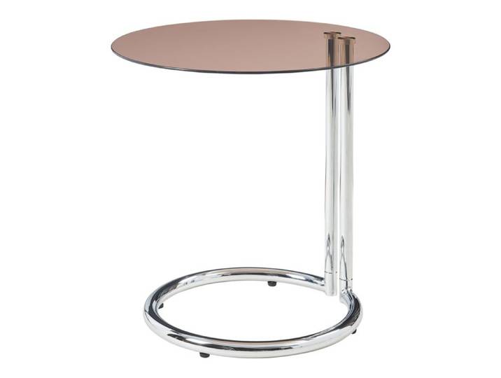 Table d'appoint Ylivieska verre trempé 46 x 45 cm verre ambré chrome