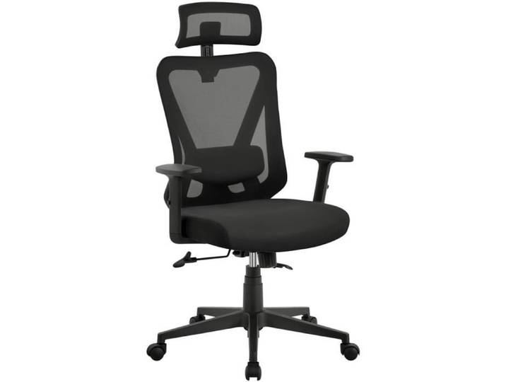 Yaheetech Chaise Bureau Ergonomique Fauteuil de Bureau en Maille Support Lombaire Charge 136 kg Noir