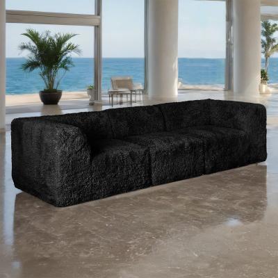 Contemporary Faux Fur Modular Sofa with High-Density Foam by GDFStudio