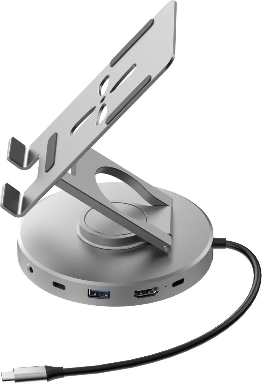 INF 10-in-1 USB-C Hub mit 360° drehbarem Telefonständer – Dockingstation aus Aluminiumlegierung