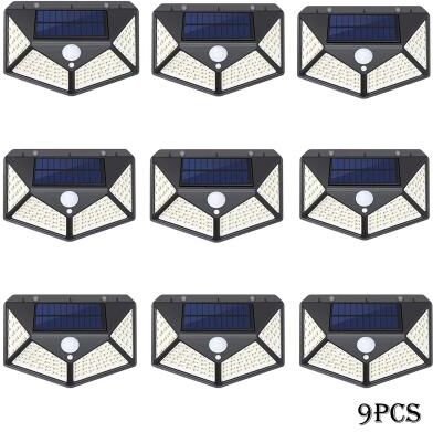 Uplift Picks Solar Motion Sensor Wall Lights With 100 LEDs For Outdoor Security black (9 Pcs)