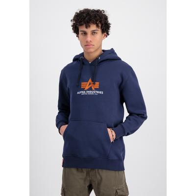 Hoodie ALPHA INDUSTRIES "Basic Hoodie BL Rubber", Herren, Gr. S, blau (ultra navy), Obermaterial: 80% Baumwolle, 20% Polyester, regular fit, Sweatshirts Hoodie