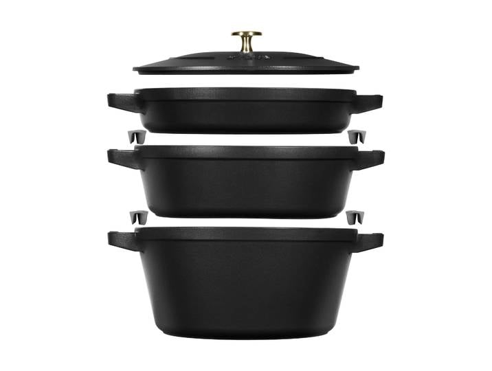 STAUB Ensemble de casseroles et poêles empilables Staub 5 pièces Noir