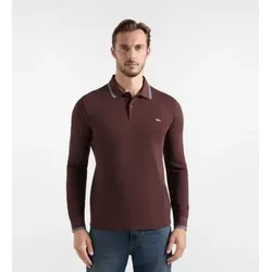 Harmont & Blaine für Herren. LNR008021148 Poloshirt mit Piqué-Struktur und Kontrastpaspeln in Schokoladenbraun (S), Lässig, Baumwolle, Langa