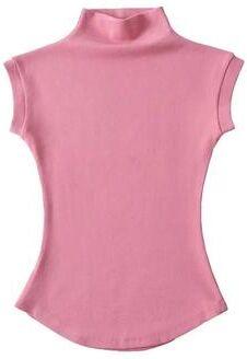 Uplifted Goods Sleeveless Turtleneck Slim Fit Womens Top pink l
