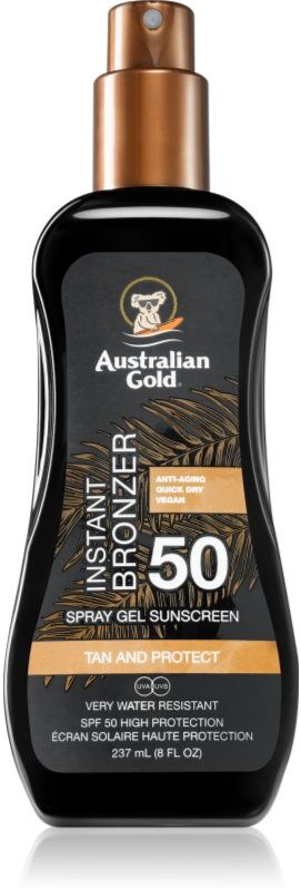 Australian Gold Spray Gel Sunscreen With Instant Bronzer spray bronzant SPF 50 237 ml