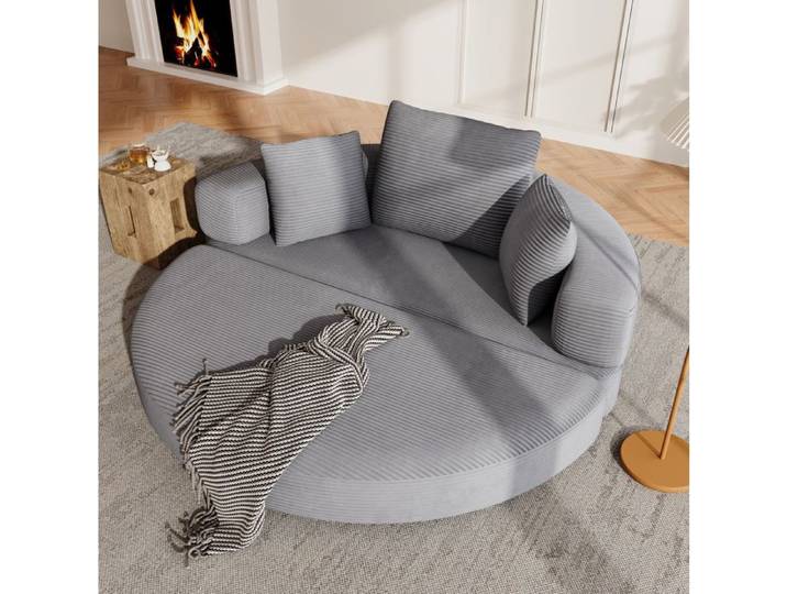 WOVREO Canapé-lit de sol convertible 2-en-1 gris 173x176 cm en mousse 3 coussins inclus