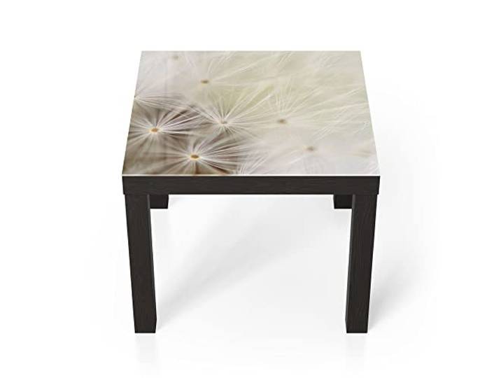 DEQORI Glastisch schwarz klein 55x55 cm Motiv Pusteblume ganz nah ausgefallener Beistelltisch aus Glas Hochglanz Couchtisch fürs Wohnzimmer moderner Couch Tisch mit Design