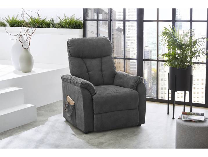 TV-Sessel JOCKENHÖFER GRUPPE Dorsten, B: 86 cm, Sitzhöhe: 46 cm , grau (anthrazit), B:86cm H:106cm T:88cm, Sessel, TV-Sessel, mit Relax- & Liegefunktion, Taschenfederkern-Polsterung