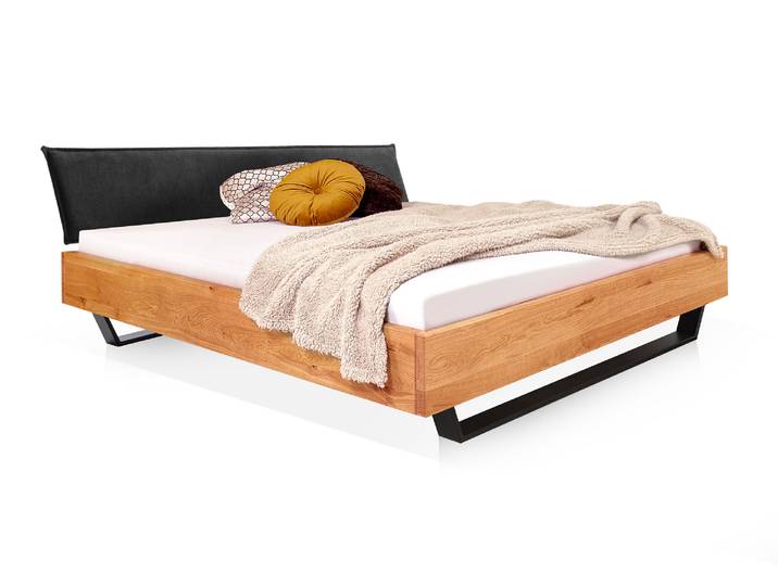 DAKONA Kufenbett mit Polsterkopfteil, Material Massivholz, 180