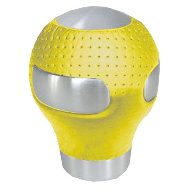 Avant Gearknop rund alu./gul laeder (0251011)