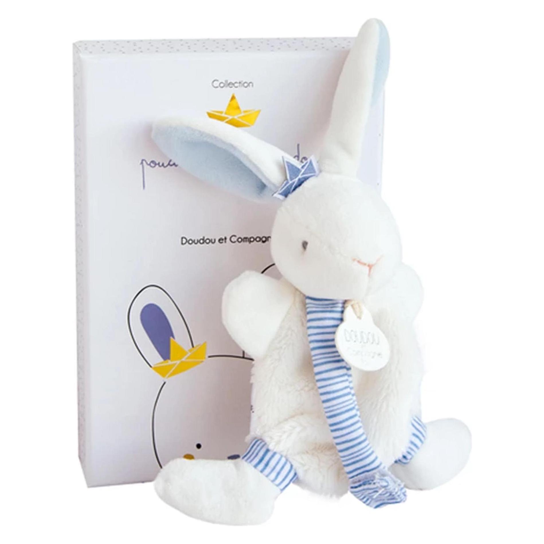 Doudou et Compagnie Hase Matrose Schmusetuch mit Schnullerkette (15 x 12 cm) (DC3511)