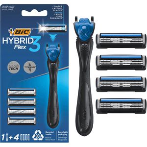 Bic Nassrasierer Hybrid Flex 3, für Herren, 3-fach Klinge, mit 4 Klingen