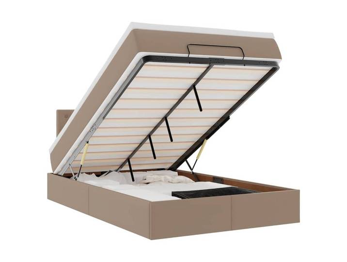 vidaXL Bett Ottoman-Bett mit Matratzen & LEDs 120x200cm Kunstleder