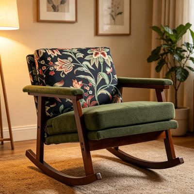 Mid Century Modern Accent Chair ,Rocking chair with Wood Frame