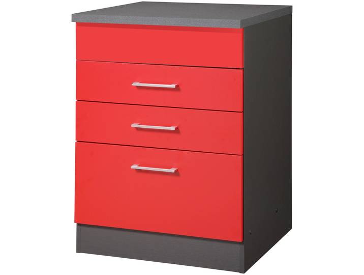 Kochfeldumbauschrank KOCHSTATION KS-Paris , grau (rot, graphit), B:60cm H:85cm T:60cm, Holzwerkstoff, Schränke, Kochfeldumbauschrank, Breite 60 cm