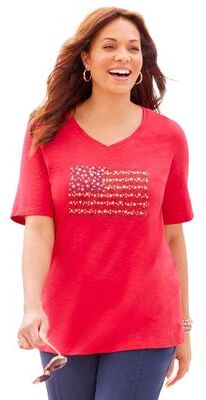 Plus Size Women's Stars & Shine Tee by Catherines in Red Flag (Size 0X)