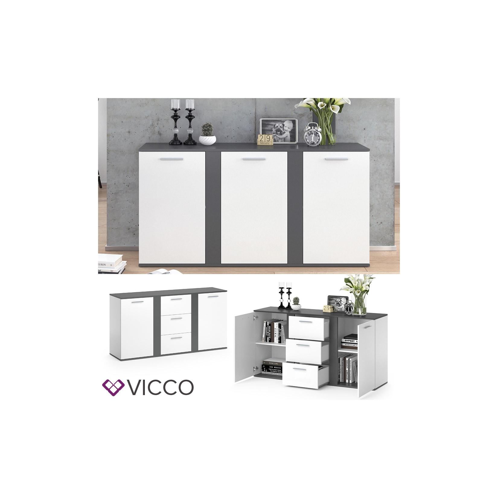 VICCO Sideboard NOVELLI Highboard weiß anthrazit Kommode Anrichte Schrank 2 Türen