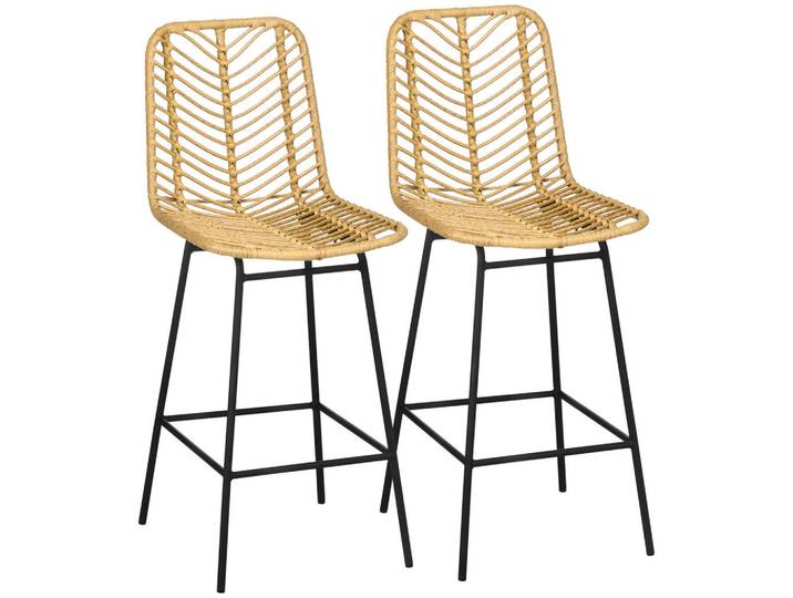 Jamb Barhocker Tasha Gelb/Schwarz 2er-Set, Metall, Kunststoff, 42.5x102x52 cm, Esszimmer, Barmöbel, Barhocker