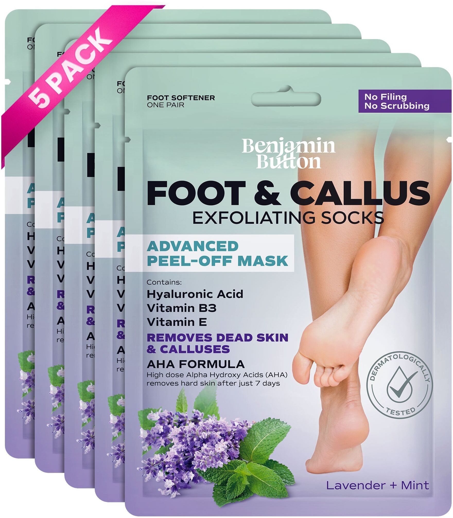 Exfoliating Foot Peel Mask – AHA Foot Peeling Mask – 5 Pack