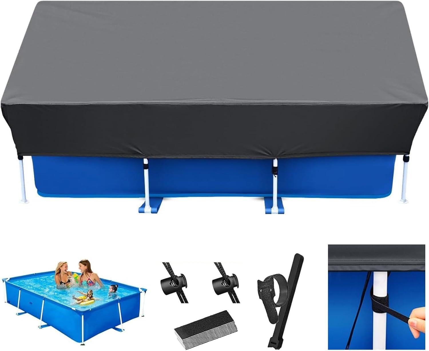 Waterdichte rechthoekige zwembadafdekking met UV-bescherming voor tuinmeubelen, 300 x 205 cm