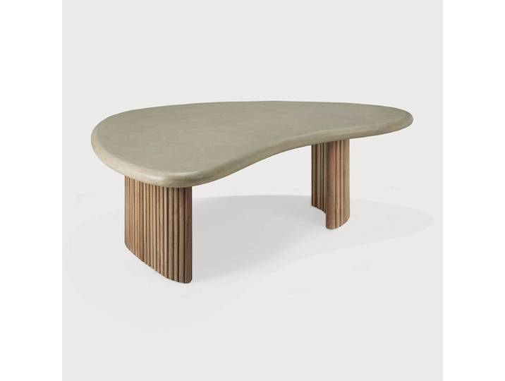 Ethnicraft Boomerang Couchtisch Outdoor Beton/Teak Light Grey