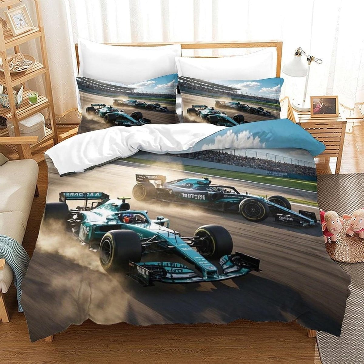 Dekbedovertrek Set met 3D Formula 1 Print - 200x200 cm