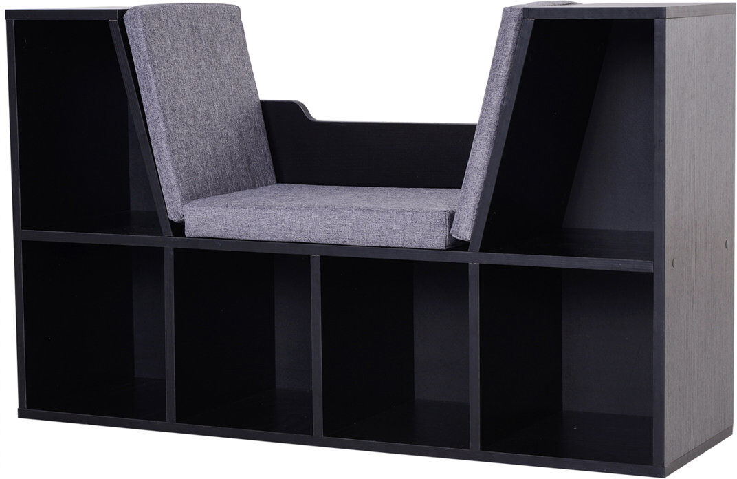 Latitude Run Lorentzen 61cm H x 102cm W Geometric Bookcase Black/Grey
