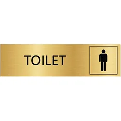 CombiCraft Aluminium Türschild Gold Toilet Mann 165x45mm mit 3M-Tape
