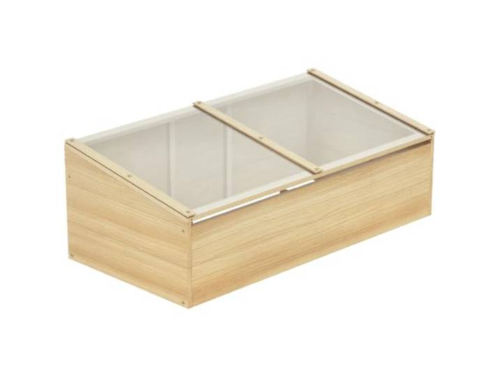 Outsunny Gewächshaus Holz Frühbeet für Garten Balkon 100x50x35 cm Natur