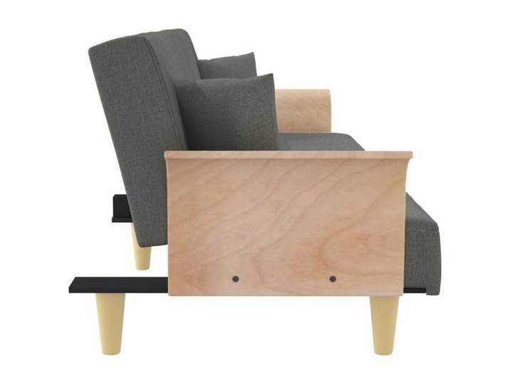 Promotion janvier  Canapé-lit Convertible - CLARENCE - avec accoudoirs - gris foncé tissu 224x89x70 cm CC158