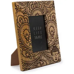 Med Mango Wood Picture Framel (for 10x15cm) 26x20x2cm - Buddha - Black