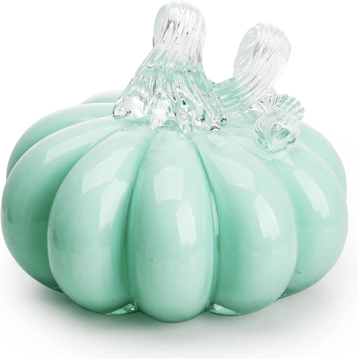 Handgeblazen Glazen Pompoen Miniatuur Decoratie Turquoise - 4 Inch