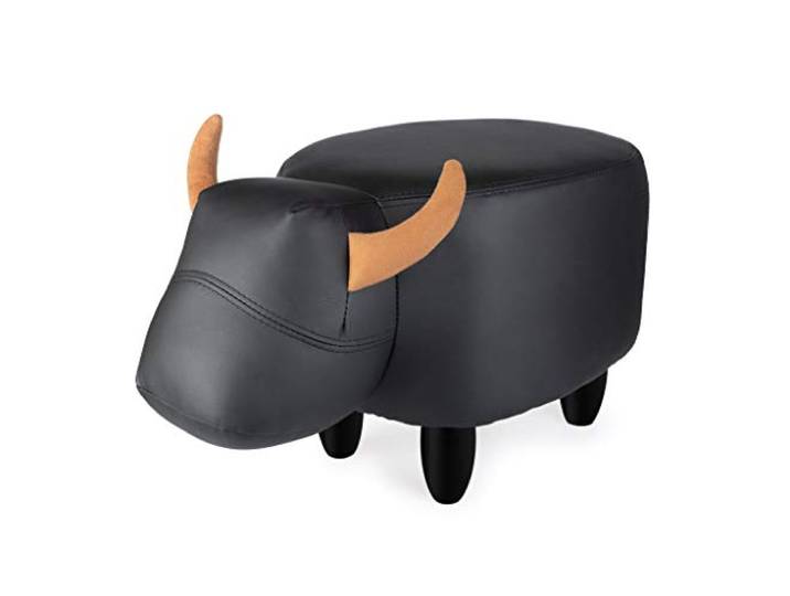 balvi Hocker La Vache Farbe Schwarz In Form Einer Kuh Holzbeine Kunstleder/Holz