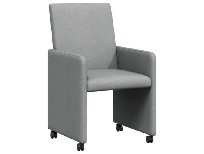 KGHERMDF Esszimmerstühle mit Rollen 2er Set Hellgrau 57x66x94 cm Stoffbezug, Sperrholz-Metallrahmen, Ergonomisches Design, Leichte Montage
