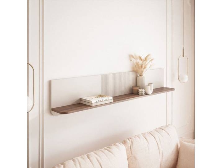 Étagère Murale NAVANI - design contemporain - 150x22x30 cm - Cachemire/noyer