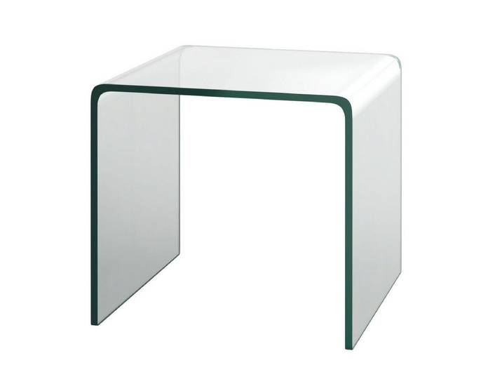 KOMFOTTEU Couchtisch, quadratischer Beistelltisch aus transparentem Glas