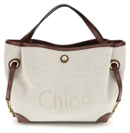 Chloé Schultertasche aus Stoff in Beige