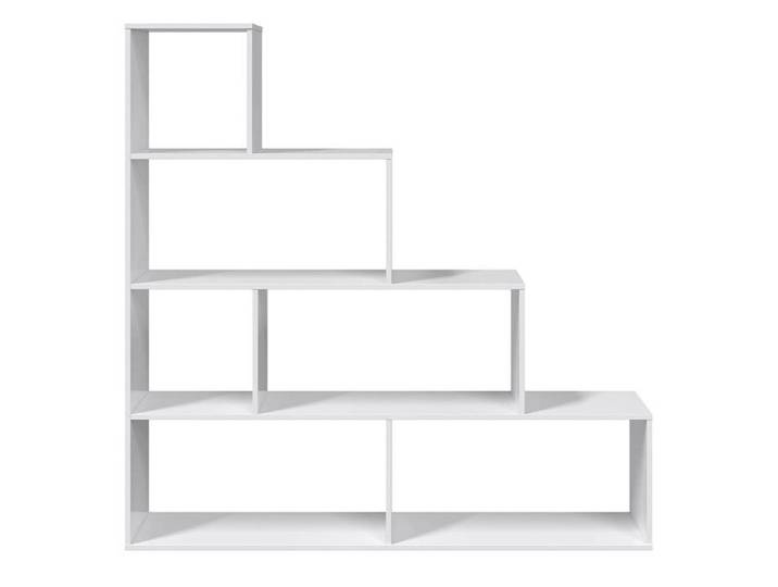 Bibliothèque PEGANE - 4 étagères - Blanc Brillant - Mélamine - 145 x 145 x 29 cm