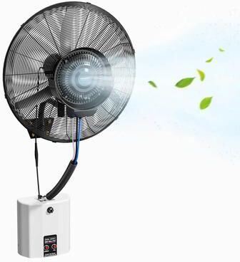 No "30"" 210W Oscillating Wall Mount Misting Fan with 4-Speed"