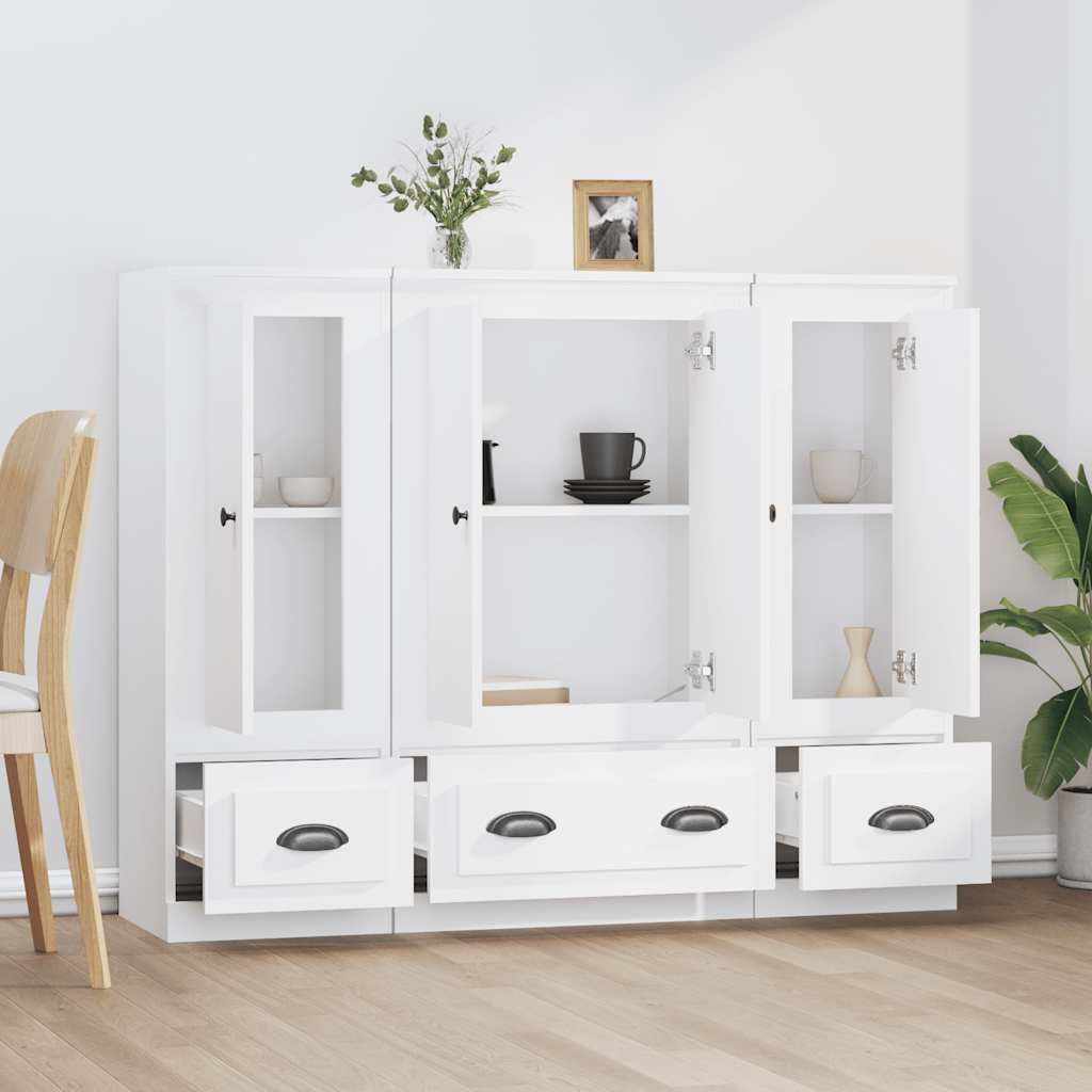 vidaXL Buffets 3 pcs blanc bois d'ingénierie