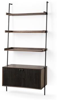 Mercana "Grace 37.5L x 20W x 82H Two-Toned Brown Wood Three Shelf Shelving Unit - 37.5""W x 20""D x 82""H"