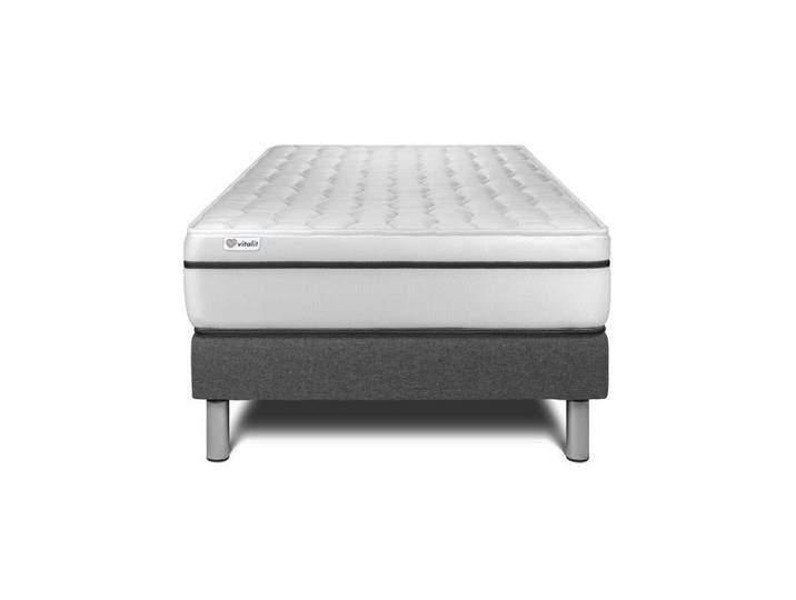 Ensemble Matelas Sommier 120x190 cm - Sommier Gris (en kit) - Vital Spa Gris