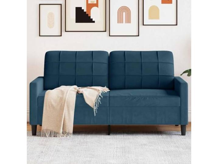 HEFZGDB 2-Sitzer Sofa Blau 140 cm Samt Modernes Wohnzimmer Sofa Bequem mit Metallgestell Weiche Polsterung Stabiles Design für Entspannung Fernsehen