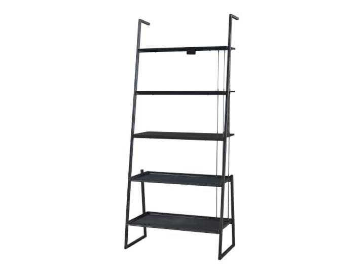 Helloshop26 Regal, zeitloses Design, Wohnzimmer, Schlafzimmer, Aufbewahrungsschrank, Leiter, 184 x 80 x 40 cm, schwarz, 03_0011332
