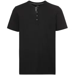 Russell Herren Henley HD T Herren T-Shirt mit Knopfleiste R-168M-0 schmale Passform, black, S
